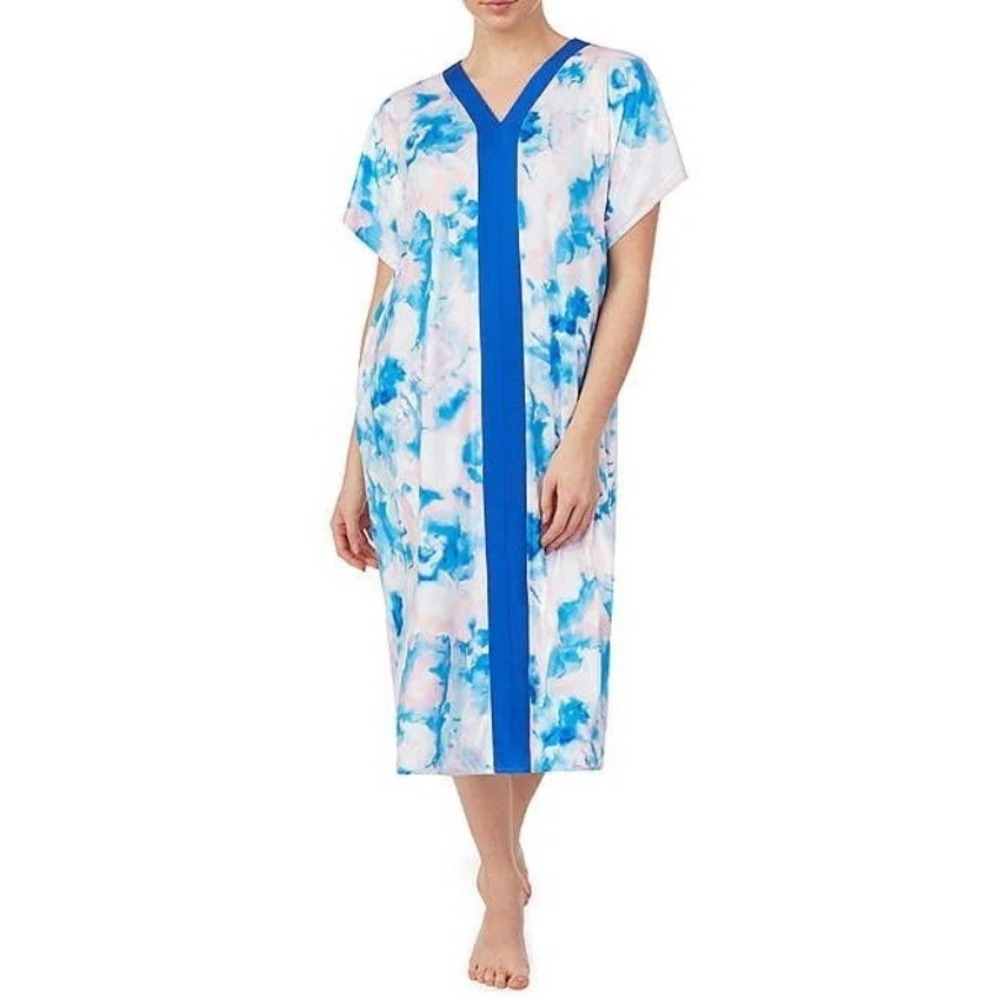 NWt iRelax Printed Recycled-Knit Caftan S/M Pink & Blue Batik Tie Dye #83816